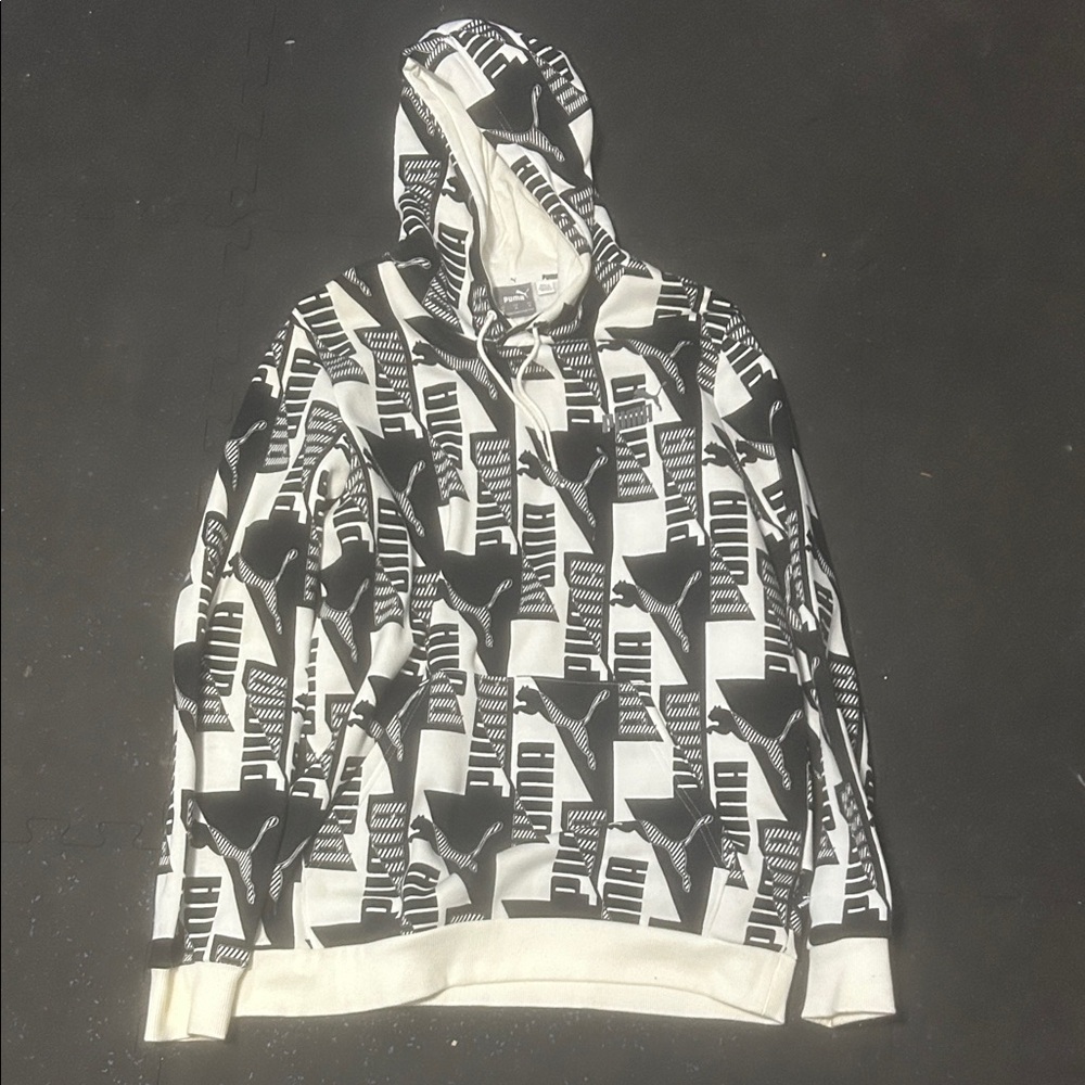 Puma Black and White Graphic Hoodie